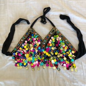 Sequin fringe “caravan” halter top